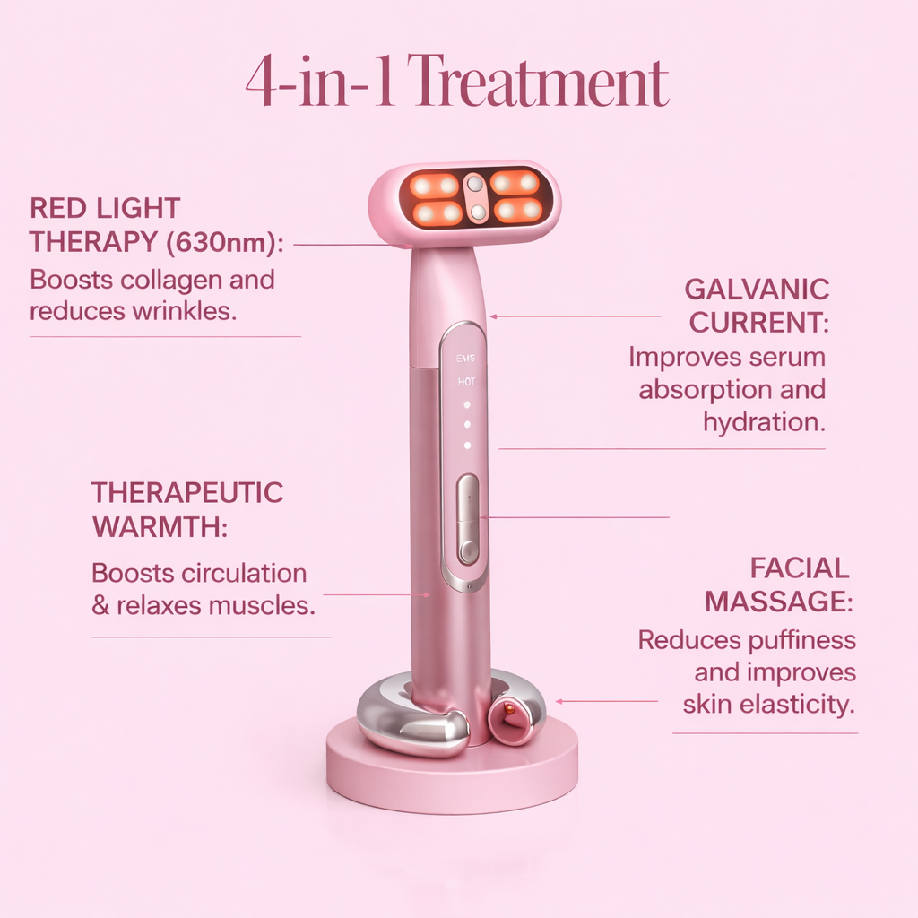 Kalore 4-in-1 Radiant Renewal Skincare Wand with Red Light Therapy